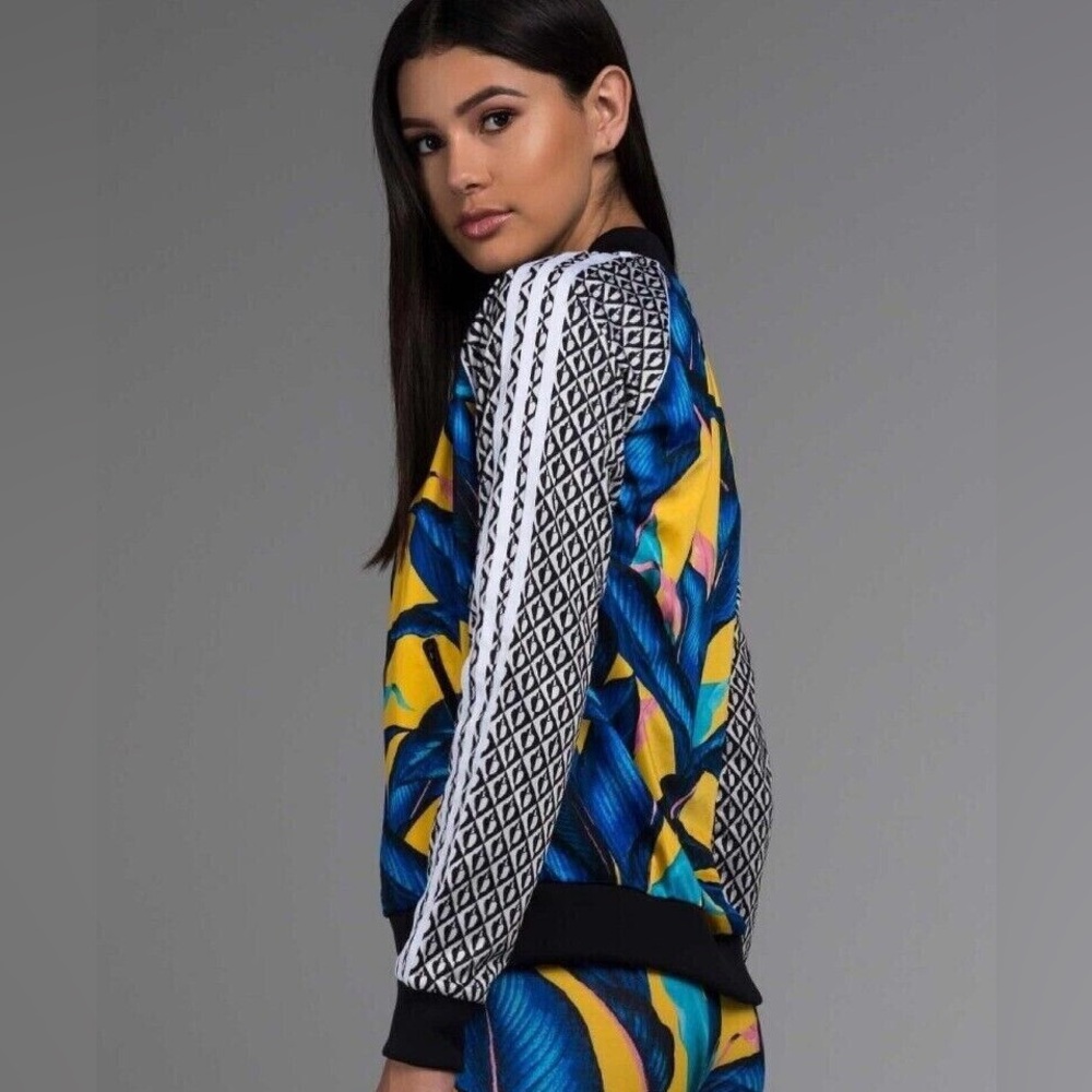 adidas Originals x Farm Rio Passinho Blue/Yellow Big Leaf Track Jacket. Size XS - Picture 2 of 16